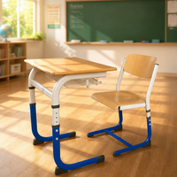 Ensemble de bureau et chaise d'école en bois réglable moderne avec un design écologique et durable pour les meubles de classe primaire