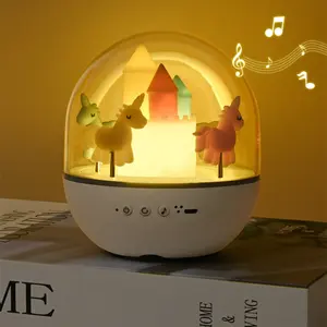Colorlife-Castillo de carrusel transparente para niños, cajas de música transparentes, juguetes de troyano, luz nocturna giratoria