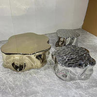 Table basse moderne de luxe en acier inoxydable, mobilier combiné de forme spéciale pour la décoration de la maison, du salon et de la villa