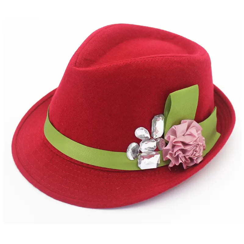 High quality fashionable colorful blend warm spring fidora hats poly cotton fedora hats women
