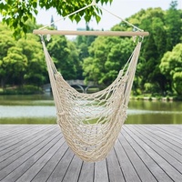 Chaise suspendue d'extérieur pour patio, chaise hamac, chaise en corde, chaise balançoire de jardin avec barre transversale en bois et tissage en filet