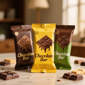 Bolsita de plástico con bordes dentados impresos personalizados con sello lateral trasero para alimentos, embalaje de cereales y galletas, bolsa de barra de Chocolate Mylar - Product Image 5