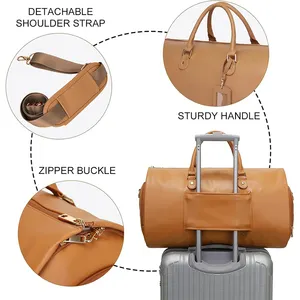 Bolsa de lona de cuero para equipaje de fin de semana de viaje impermeable multifuncional, bolsa de lona convertible de cuero Pu