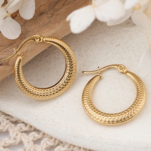 New Fashion 18k Gold Plated Geometric Earring No Fade Irregular Ear Clip Hoop Earrings <strong>Stainless</strong> <strong>Steel</strong> Wholesale Hip Hop <strong>Jewelry</strong> - Product Image 5
