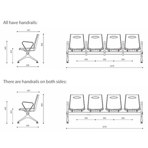 Silla de Espera Pública de 3 Plazas, Sillas de Sala de Espera <span class=keywords><strong>para</strong></span> Oficina, Hospital, Aeropuerto, Banco con Estructura Metálica y Asiento de Plástico <span class=keywords><strong>para</strong></span> Recepción - Product Image 6