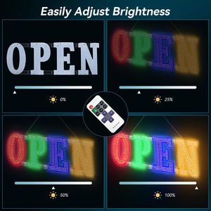 LemonNova <b>LED</b> Open Sign 40x14 Inch Remote Control Brightness Speed Adjustment 14 Modes Static Text Display for Business - Product Image 4