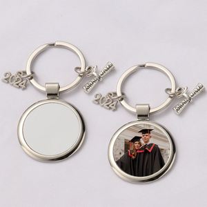Metal <b>Blank</b> Keychain Customizable Sublimation <b>Blank</b> Keyring Pendant Heat Transfer Key Chain Handmade Gift for Graduates Key <b>Ring</b> - Product Image 1