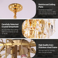 Lustre moderne de luxe en cristal K9 doré, luminaire suspendu pour salon intérieur, luminaire décoratif pour hôtel