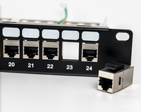 Panel Patch Jaringan 1U 19" 24 Port RJ45 Cat6/6A STP, Baja Rol Dingin, Tersedia Lengkap, Mendukung Logo Kustom