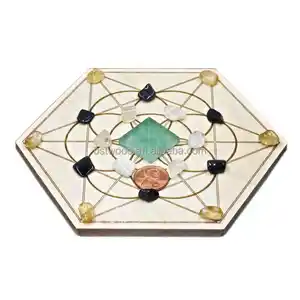 6 Zoll Heilige Geometrie Laser geschnittenes Holz Home Crystal Grid Set Mini Kristall Edelstein Gravur Board