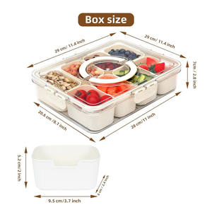 Divided Serving Tray With Lid and Handle Portable Snack Compartment Platters Fresh Keeping Food Storage Snack Box Container - Product Image 2