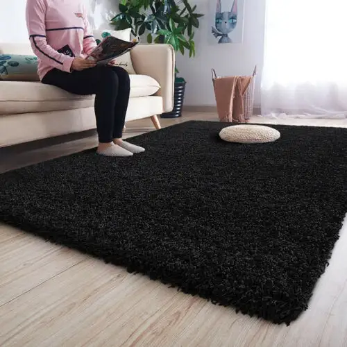 עבה שאגי גדול אזור שטיח אנטי להחליק שחור שטיחים לסלון מודרני שינה שטיחים