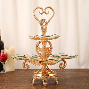 2024 בסגנון חדש זהב פירות זכוכית ומתכת מגדל עבור בית פירות תפאורה עבור קישוט החתונה משטח - Product Image 3