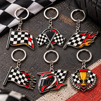 Porte-clés personnalisé en métal émaillé avec drapeau de course, drapeau à carreaux, souvenir de sport automobile, cadeau pour les événements de course et les fans