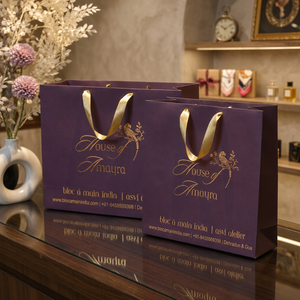 Custom Luxury <b>Gift</b> <b>Paper</b> <b>Bags</b> with Metallic Foil Branding Ribbon Handles for Jewellery Fashion Boutique Shopping and Premium Ret - Product Image 4