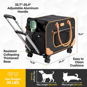 पहियों के साथ थोक पालतू ट्रॉली बड़ी बिल्ली वाहक, फोल्डेबल रोलिंग कैट कैरियर, छोटे कुत्तों के लिए पहियों के साथ पालतू कैरियर - Product Image 5