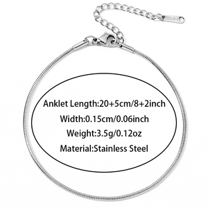 <span class=keywords><strong>Chaîne</strong></span> <span class=keywords><strong>de</strong></span> <span class=keywords><strong>cheville</strong></span> ajustable 1.5mm ronde en forme <span class=keywords><strong>de</strong></span> serpent pour femmes <span class=keywords><strong>Chaîne</strong></span> <span class=keywords><strong>de</strong></span> <span class=keywords><strong>cheville</strong></span> en acier inoxydable plaqué or PVD pour l'extérieur - Product Image 6