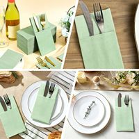 Serviettes jetables vertes avocat en papier Airlaid, pliées, épaissies, anti-poussière, pour hôtels et restaurants, personnalisables