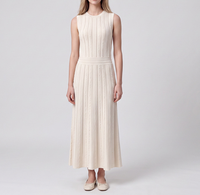 Robe longue élégante pour femme KD2460, col rond, sans manches, taille cintrée, printemps-été, couleur unie