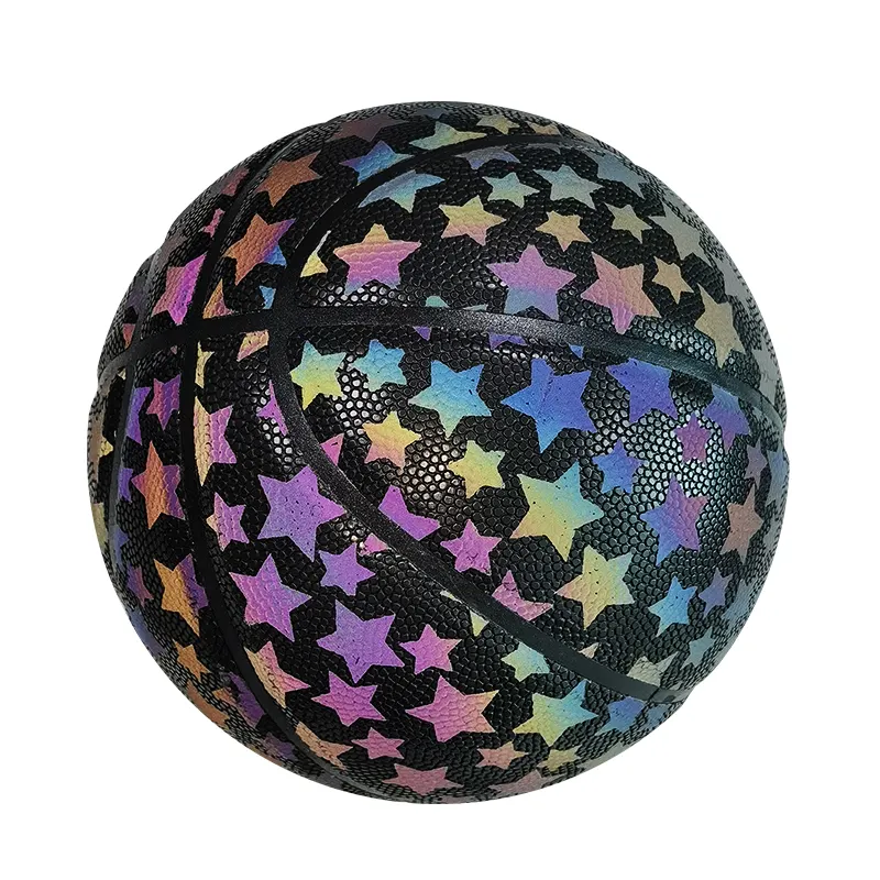 Benutzer definiertes Logo Glow in the Dark Reflektieren der Leder basketball Offizielle Größe 29,5 PU/PVC-Material Fabrik preis Ball größe 7