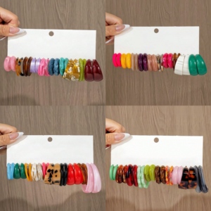 2025 Exquisite <b>Fashion</b> New Exaggerated Color Artistic C Shaped Earrings Acrylic Resin <b>Hoop</b> <b>Earings</b> Set for Girls - Product Image 2