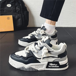 Zapatos para aumentar la altura para hombre de talla grande, zapatos deportivos informales de cuero con suela gruesa, talla 46, color beige E129 - Product Image 4