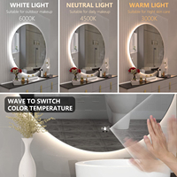 Espejo Redondo de Pared con Retroiluminación LED para Hotel Moderno, Luz Iluminada que Cambia de Color, IP66 Impermeable, Alto CRI 90, Marco de Aluminio