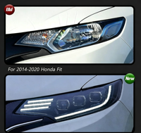 Accessoires automobiles YWYC pour Honda Fit 2014-2020 : Phares améliorés avec feux de jour dynamiques et clignotants LED