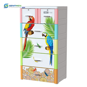Armario de Plástico Duy Tan al por Mayor con 5 Cajones, Diseño de Loro Tropical, Mueble de Almacenamiento Independiente Resistente a la Humedad para Dormitorio - Product Image 1