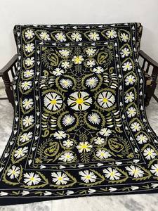 Couverture en coton brodée Suzani, drap de lit, couvre-lit, broderie Suzani Ouzbek, tapis mural Suzani, décoration bohème pour la maison, vente en gros B2B - Product Image 4