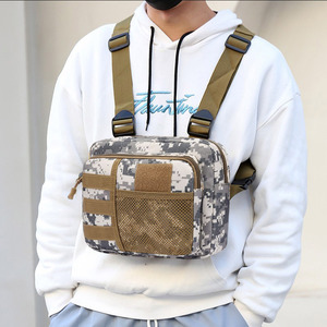 Rompi Taktis Outdoor Fashion Pria Unisex dengan Chest Rig Streetwear Tas Selempang Resleting Poliester untuk Perjalanan - Product Image 6
