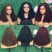 Perruques en cheveux humains vierges doublement étirés, bouclées Pixie, avec dentelle HD 5*5, sans colle, frontale en dentelle, en cheveux humains brésiliens bruts originaux