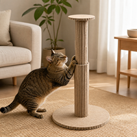 Tour à gratter pour chat en feutre de liège écologique et durable, à double colonne, avec base, design moderne minimaliste à rayures verticales
