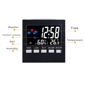 Đồng Hồ Báo Thức Kỹ Thuật Số, Đồng Hồ Đo Độ Ẩm, Nhiệt Độ, Có Đèn Nền, Dễ Mang Theo, Có Kênh Thời Tiết Để Bàn - Product Image 5