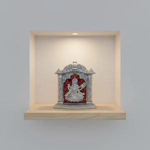 เทพีศรีสวัสดิ์ รูปปั้นโลหะ |   รูปปั้นเทพเจ้าฮินดูสำหรับหิ้งบูชาที่บ้านและห้องบูชา |   ของตกแต่งโต๊ะอ่านหนังสือและของขวัญทางจิตวิญญาณ - Product Image 3