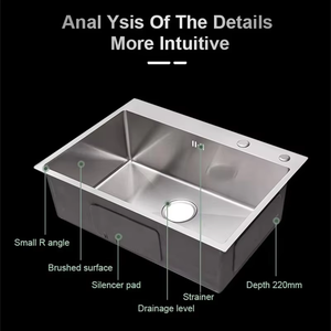 Tieba OEM <b>Kitchen</b> <b>Sink</b> 304 Stainless Steel Polished Modern Thermostatic <b>Faucet</b> LED Light Four Hole Pull-Down Pull-Out Spray - Product Image 3