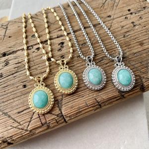 <span class=keywords><strong>BD</strong></span>- B4946 collier amazonite promotionnel de haute qualité colliers de mode nouveau collier en or et en argent pour hommes - Product Image 3