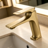 Robinet de salle de bain doré en nickel brossé, mitigeur monocommande pour lavabo, à poser sur le comptoir