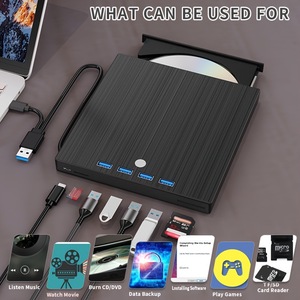 Unità Ottica Esterna Portatile USB 3.0 Type-C 7-in-1 CD/DVD-RW, Lettore/Scrittore Ultra-Sottile per Laptop, Desktop e Mac - Product Image 4
