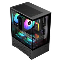 Ruix Python Micro-ATX Mid Tower Computer Case 270 ° Full View Verre trempé 4 fentes d'extension Novel Design PC Tower & Case