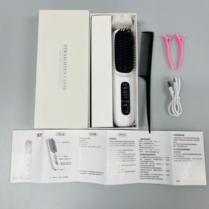 Ceramic USB Hair Straightener Brush LED Display 3 Temperature Settings Wireless Hot <b>Comb</b> for Hair Care - Product Image 5