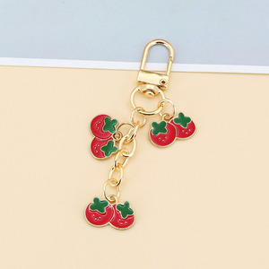 Cute Resin Pink Cherry Key Chains Pearl Pendant Key Chains Fruit Fashion Bag Accessory Car Key Decoration - Product Image 5