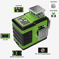 Niveaux laser DEGLASERS de qualité industrielle, faisceau rouge super lumineux 120 mW, batterie Li-ion rechargeable durable, nivellement de haute précision