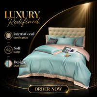 Parure de lit de luxe personnalisable en soie brodée, housse de couette satinée brillante, ensemble de literie couleur nude