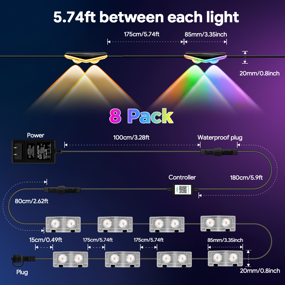 IP67 Waterproof Smart Color-Changing LED Fence Light with Mobile App Control | Yuming Technology