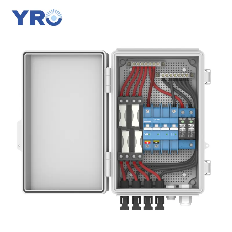 Yro pv caixa de combinador, 4 cordas 1000v 4in 1out ip65 caixa de junção com dc disjuntor surge fusível de proteção