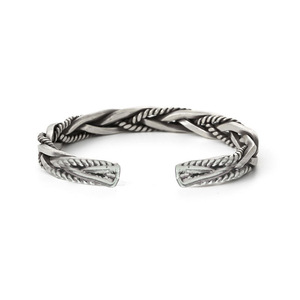 Retro Round <strong>Silver</strong> Plated Vintage Style Thai <strong>Silver</strong> Bracelet Cuff <strong>Bangle</strong> Twist Woven Bracelet for Women <strong>Men</strong> - Product Image 6