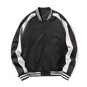 Benutzer definierte College-Baumwoll jacke Bestickte Satin-Baseball-Wende-Bomber jacke für Herren