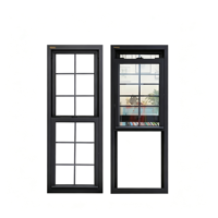Fenêtre à double battant GAAS en aluminium noir insonorisée, design gratuit, écoénergétique, avec cadre en alliage d'aluminium disponible en toutes couleurs