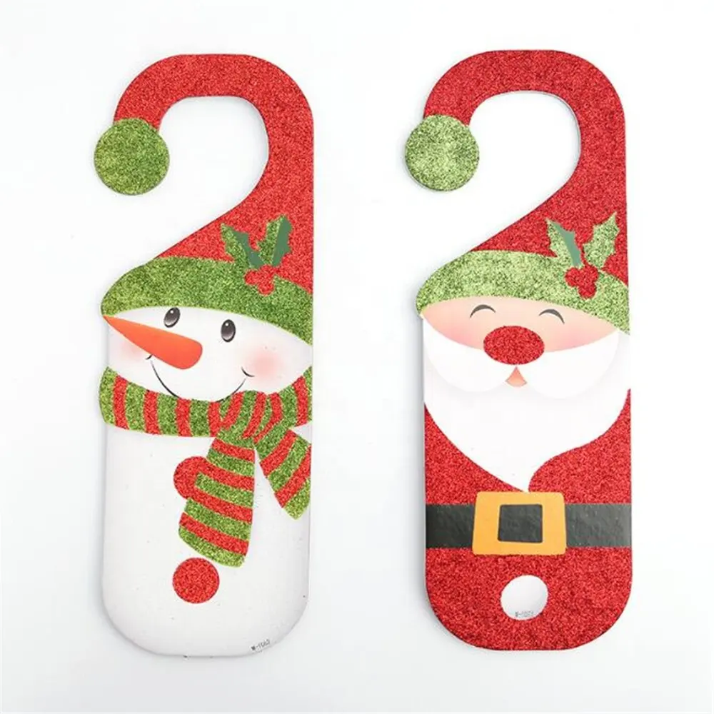 クリスマスドアの装飾サンタ雪だるまドアハンドルの装飾ホームオフィス店紙の装飾品